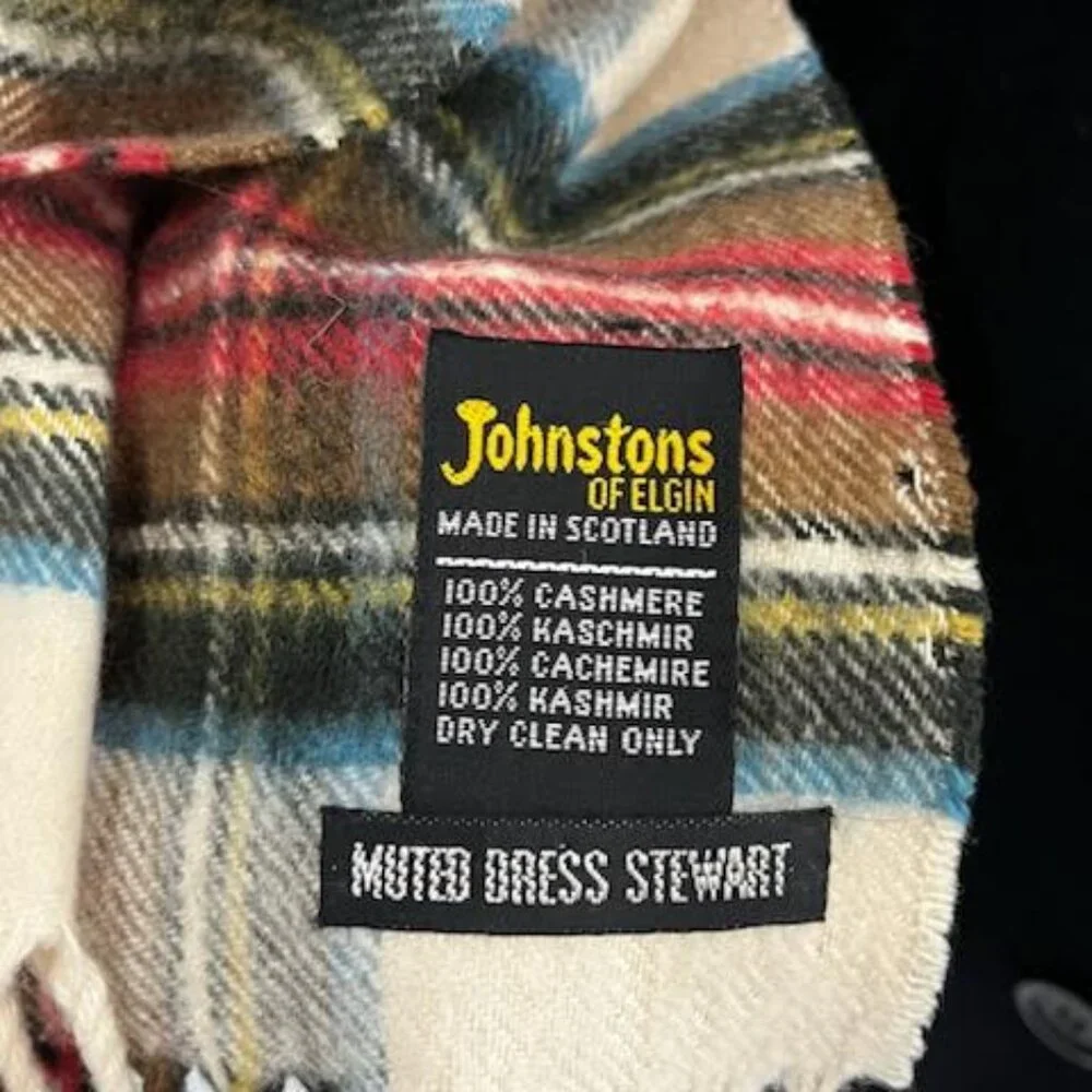 Cashmere Tartan Scarf Dress Stewart by Johnstons of Elgin VTG Quite Luxury $495